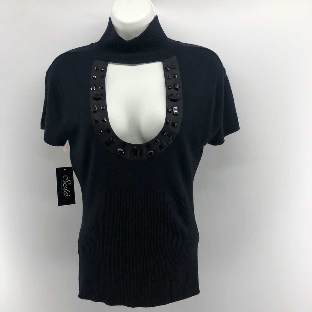 Sele Black Sweater Top